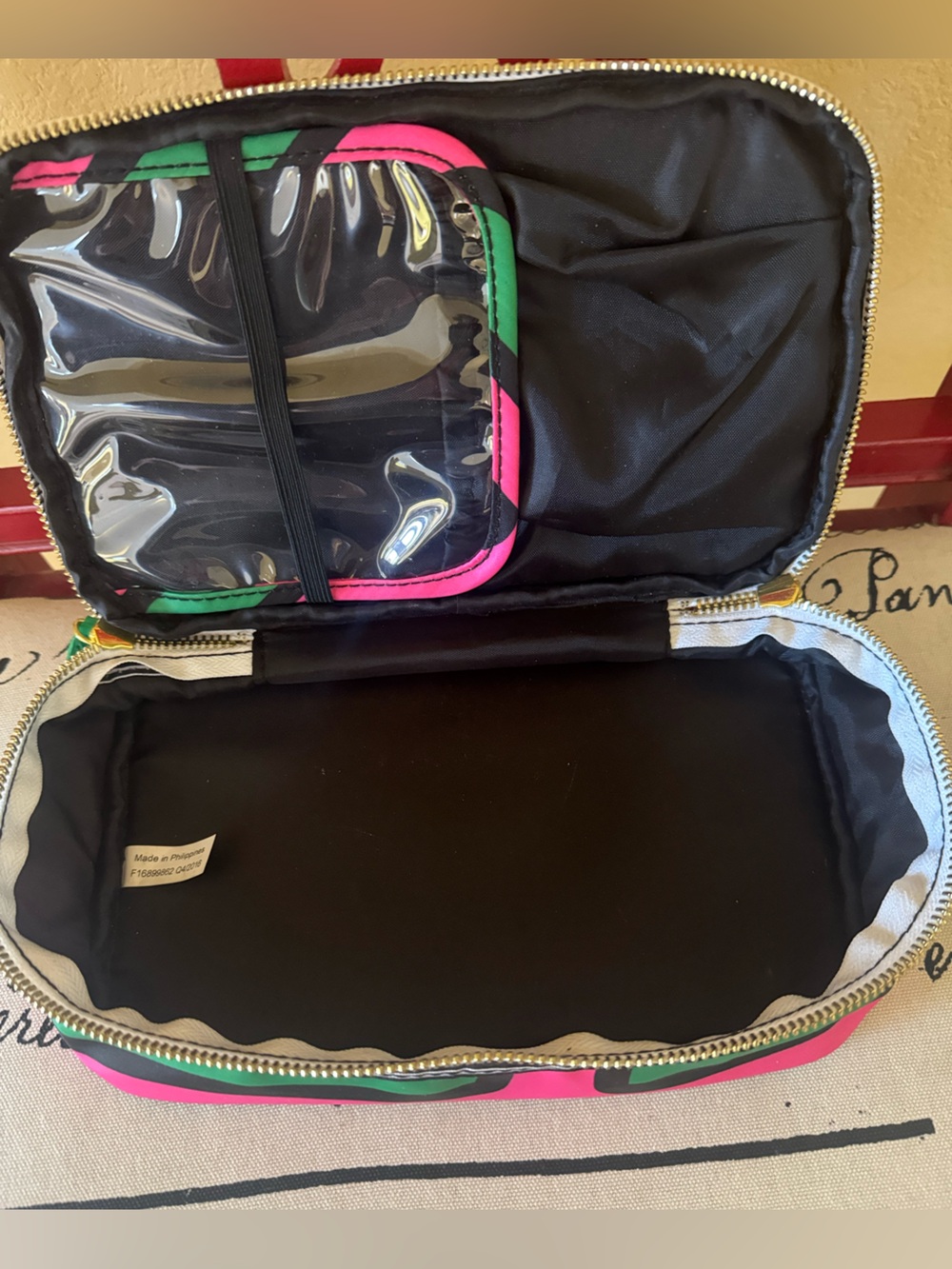 Sonia Kashuk Travel Cosmetic Bag Pink and Green - Picture 2 of 5